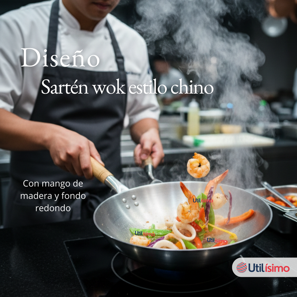 Sartén Wok Tradicional Chino De 37cm Acero Al Carbono