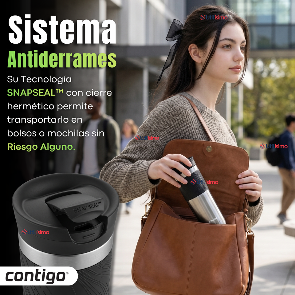 Vaso Térmico Contigo Byron Acero Inoxidable 2.0 Snapseal 710 Ml Plateado