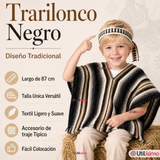 Pack 3 Trariloncos Cintillos Mapuches Negro 87cm Fechas Patrias