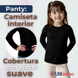 Camiseta De Panty Elástica Transpirable Manga Larga Segunda Piel Niña Nylon Negro