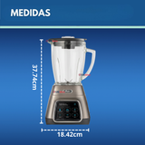 Licuadora Oster® programas automáticos con tecnología reversible, pantalla táctil y vaso BLend-N-Go BLSTPYG1312XBG