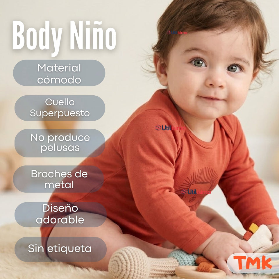 Pack 4 Bodys Manga Larga 100% Algodón Tedmimak Sweet Nature Bebé Niño