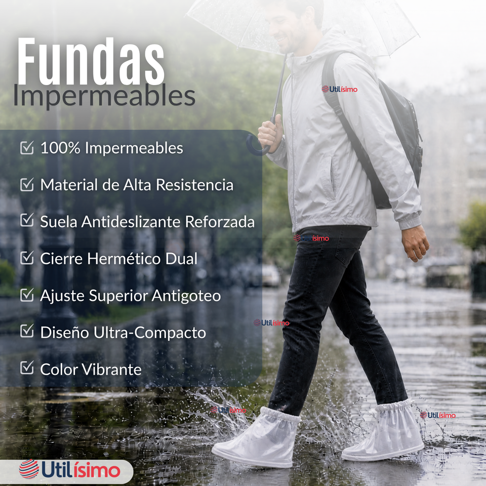 Fundas Cubre Calzado Impermeables Aislante Lluvia Blanco Hombre 1 Par