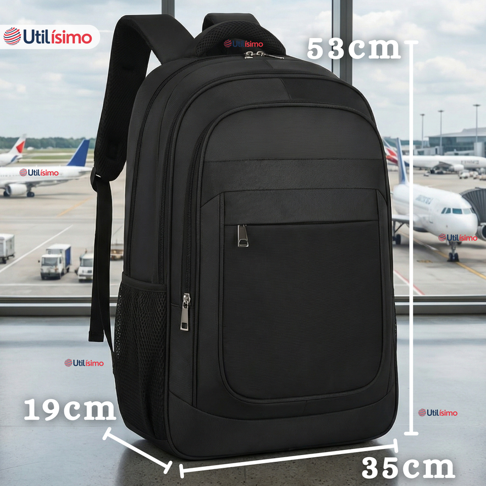 Mochila Escolar Ejecutiva Notebook Impermeable Resistente 53cm Negro 28L