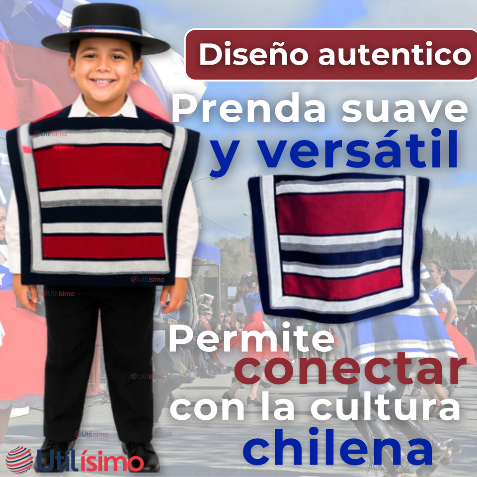 Poncho Manta Huaso Cueca Fiestas Patrias Para Niños
