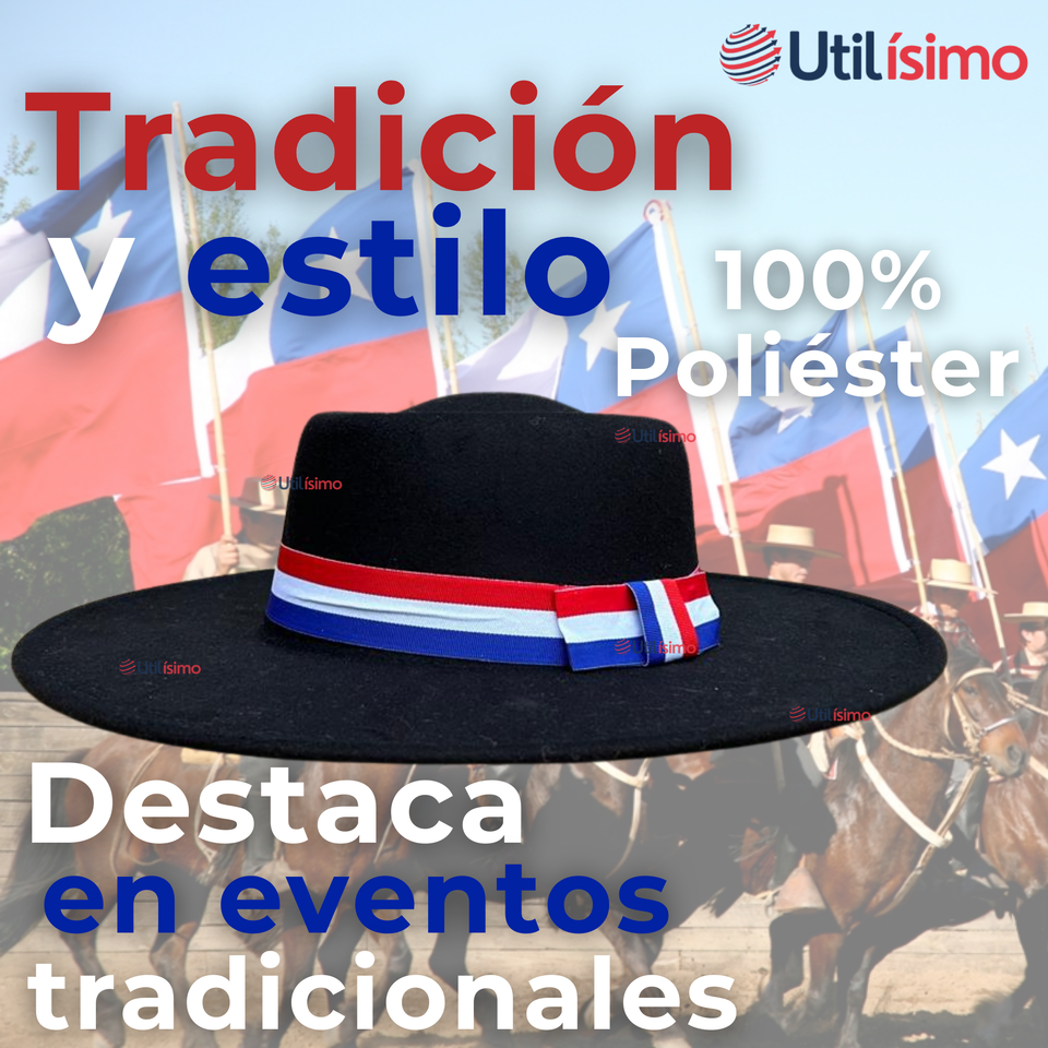 Sombrero Huaso Con Laso Elegante Fiestas Patrias