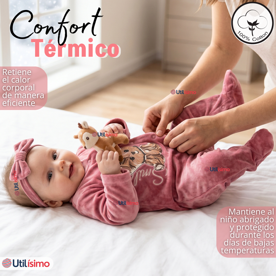 Enterito Tela Plush Rosado Bebé Niña
