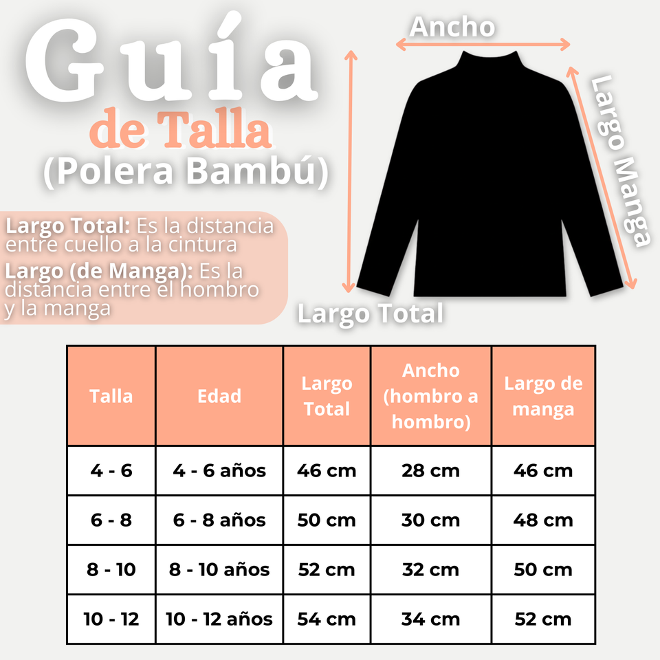 Pack 3 Poleras Camisetas Bambú Salmón Cuello Beatle Primera Capa  Manga Larga Niña
