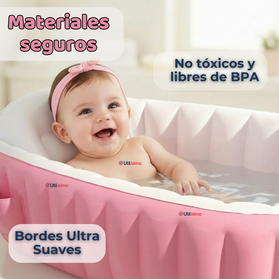 Bañera Inflable Plegable Portátil Para Bebés Con Bomba Aire Niña Rosado
