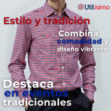 Camisa Huaso Cuadrillé Cuadro Manga Larga 100% Algodón Azul Rojo Casual