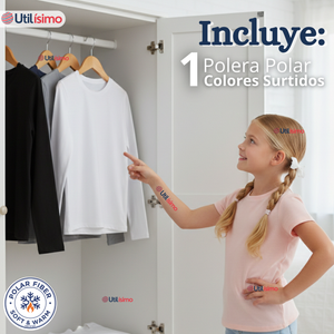 Polera Camiseta Polar Primera Capa Cuello Redondo Manga Larga Colores Surtido Niña