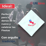 Pack 3 Pañuelos Baile Cueca 45CM Bordado Viva Chile Fiestas Patrias