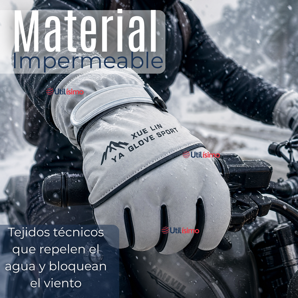 Guantes Para Moto Impermeables Gris Touchscreen Antideslizantes Térmicos