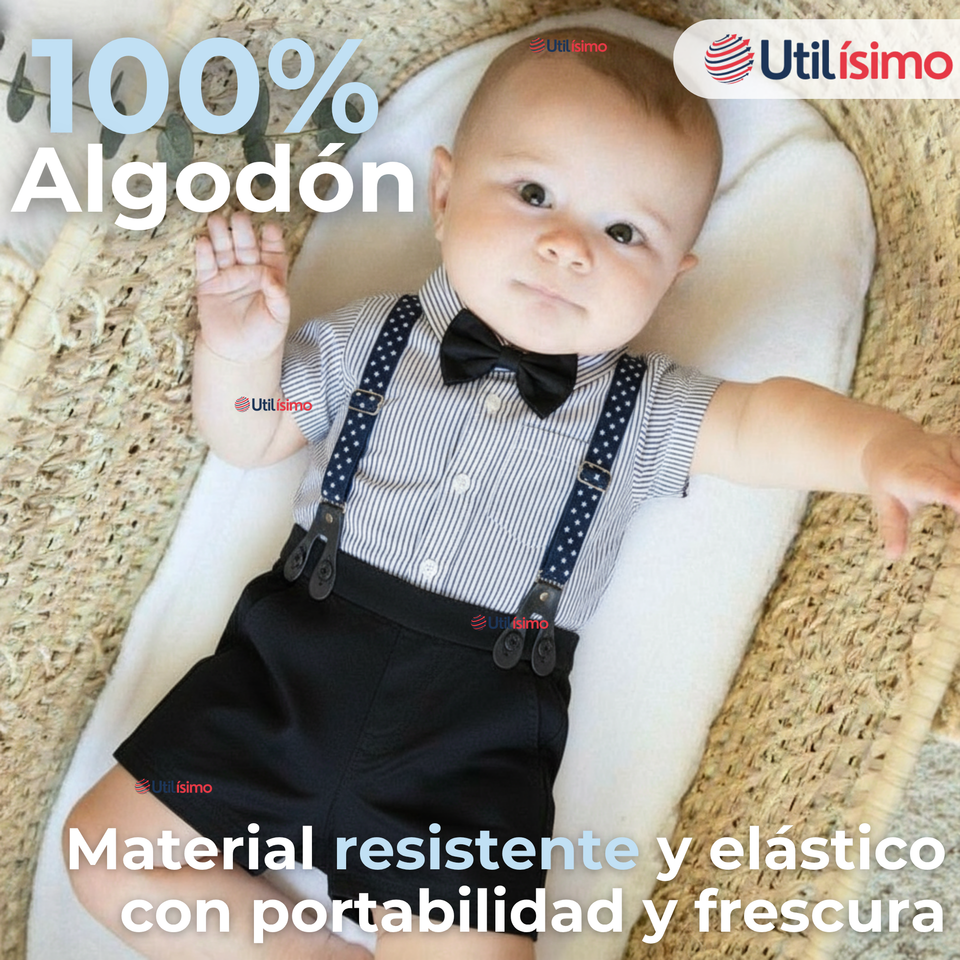 Conjunto de Vestir con Tirantes Camisa Pantalón Corto Algodón Niño