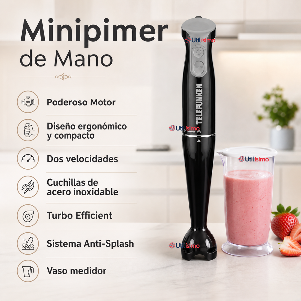 Batidora de inmersión Telefunken SmartMix 2000 negra 500W