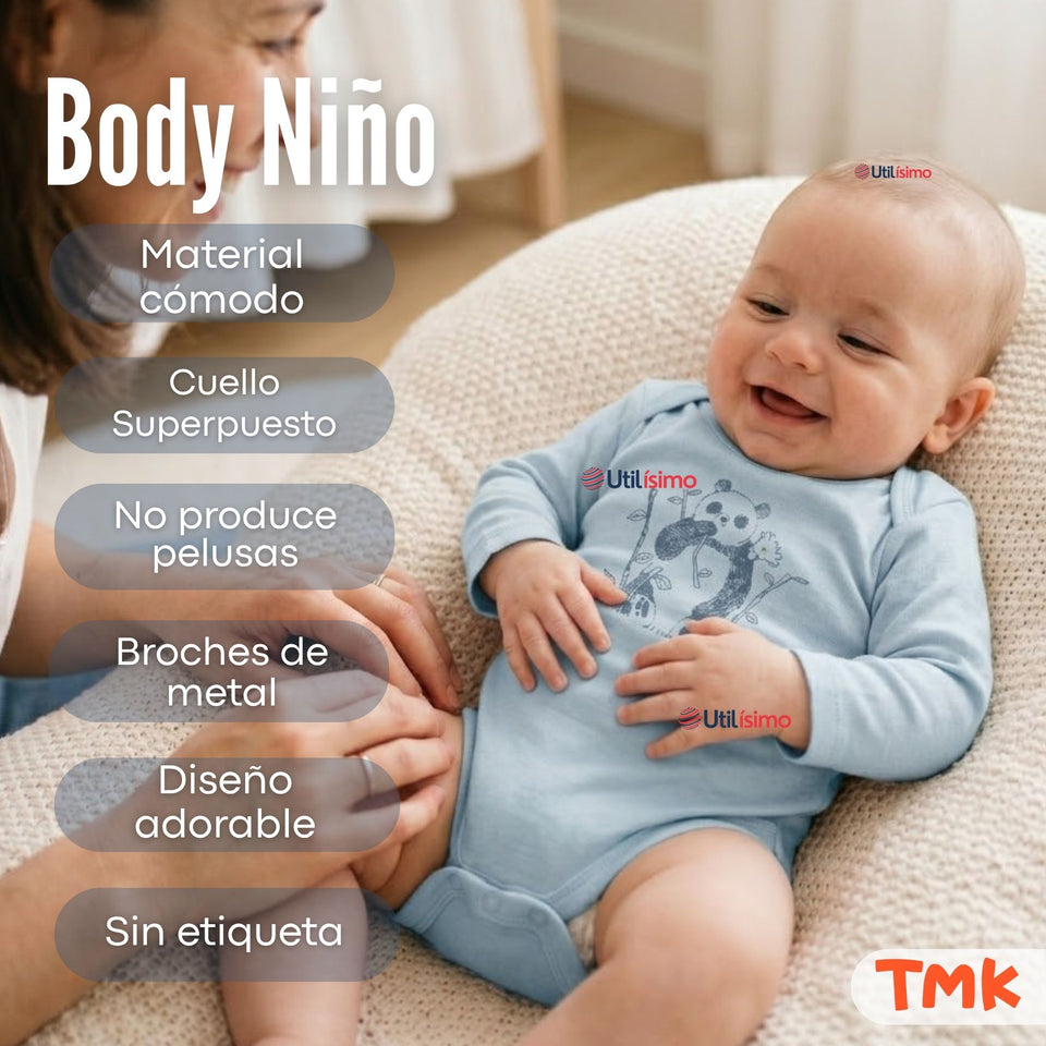 Pack 5 Bodys Manga Larga 100% Algodón Tedmimak Sweet Nature Bebé Niño