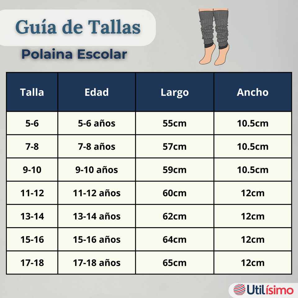 Pack 6 Polainas Escolares Invierno Abrigadoras Niña Gris Acrílico