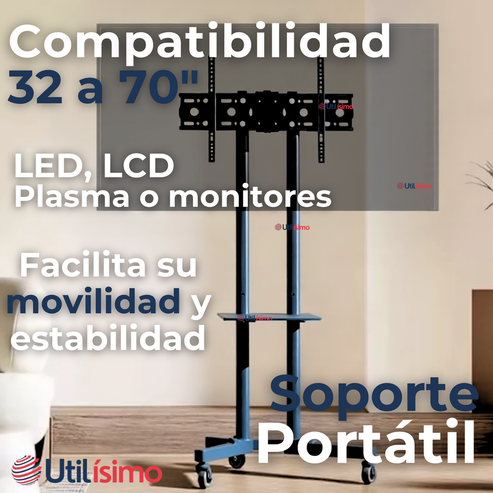 Soporte TV Grande Móvil Con Ruedas 32 a 75 Pulgadas 32 40 43 50 55 60 65 75