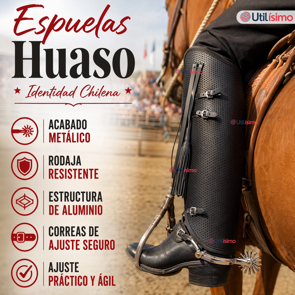 1 Par Espuelas Huaso Ajustable Fiestas Patrias Tallas 23-26, 27-32, 33-37, 38-40