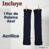 Polainas Escolares 1 Par  Invierno Abrigadoras Niña Azul Acrílico