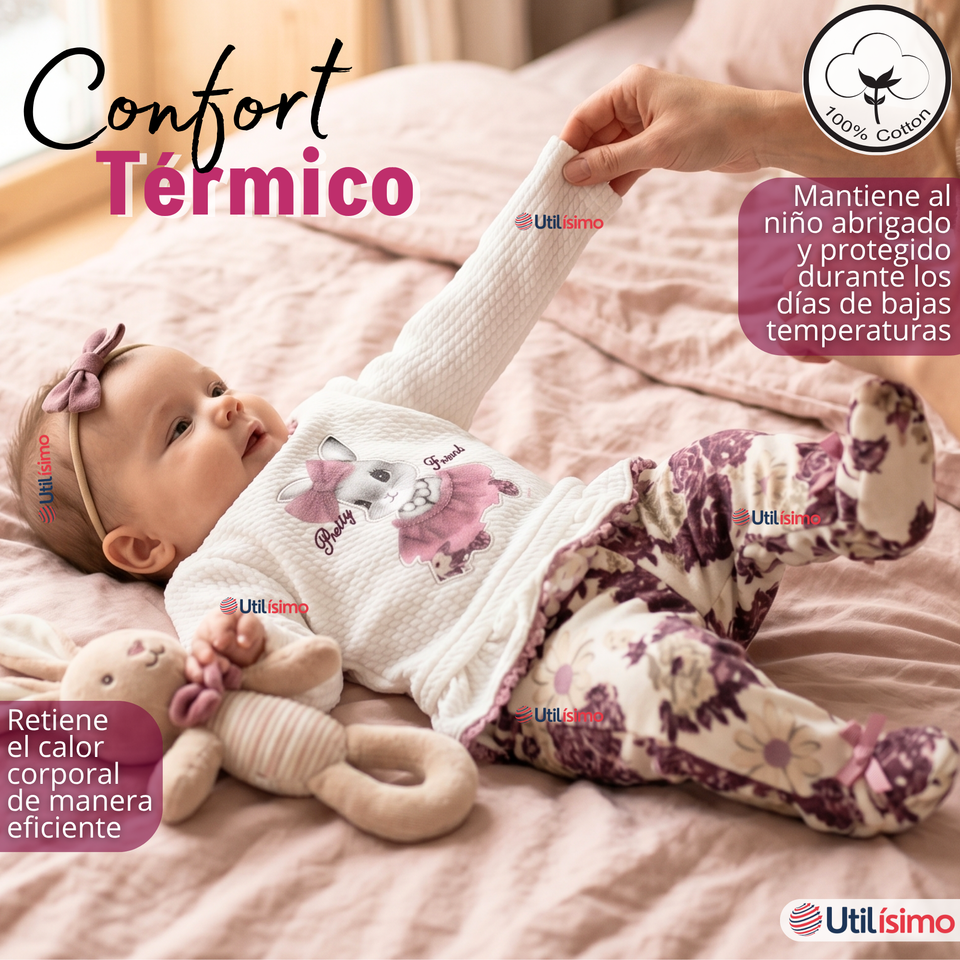 Conjunto Buzo Pantalón Polerón Algodón White Rabbit Bebé Niña