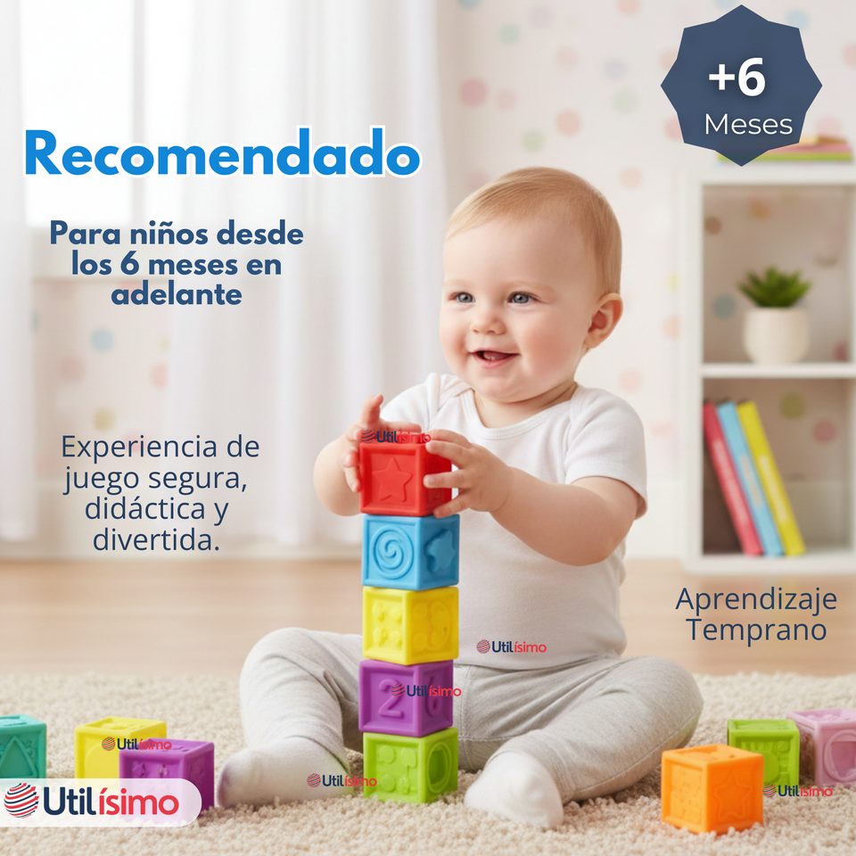 Set 8 Bloques Sensoriales De Silicona Con Números Juguete Bebé