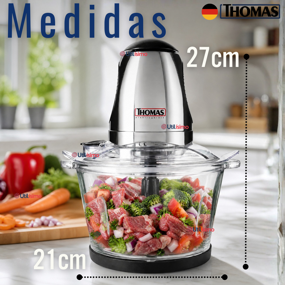 Picadora Eléctrico Thomas 1.5lt Alta Potencia Tecnologia Alemana Plateado