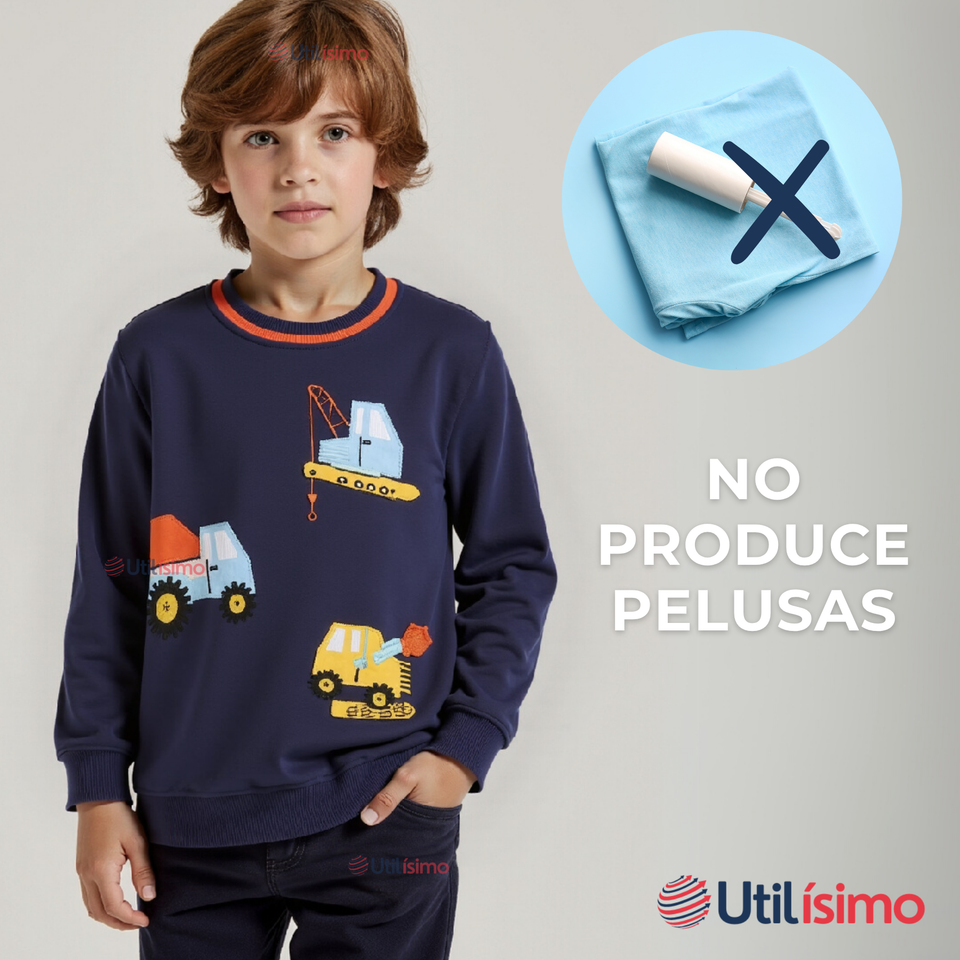 Polerón Algodón Cuello Redondo Niño Azul Grúa