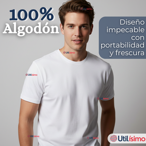 Pack 6 Camisetas Poleras 100% Algodón Básica Lisa Elástica Hombre Blanco