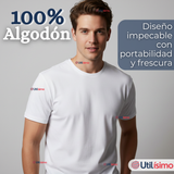 Pack 3 Camisetas Poleras 100% Algodón Básica Lisa Elástica Hombre Blanco