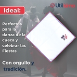 Pack 6 Pañuelos Baile Cueca 45CM Bordado Espuelas Fiestas Patrias