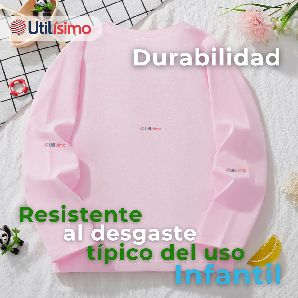 Polera Manga Larga Niña 100% Algodón Flores Rosado Camiseta
