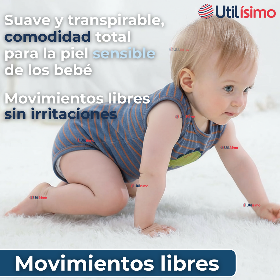 Pack 4 Bodys Niño Sin Manga Tedmimak 100% Algodón Baby Dino