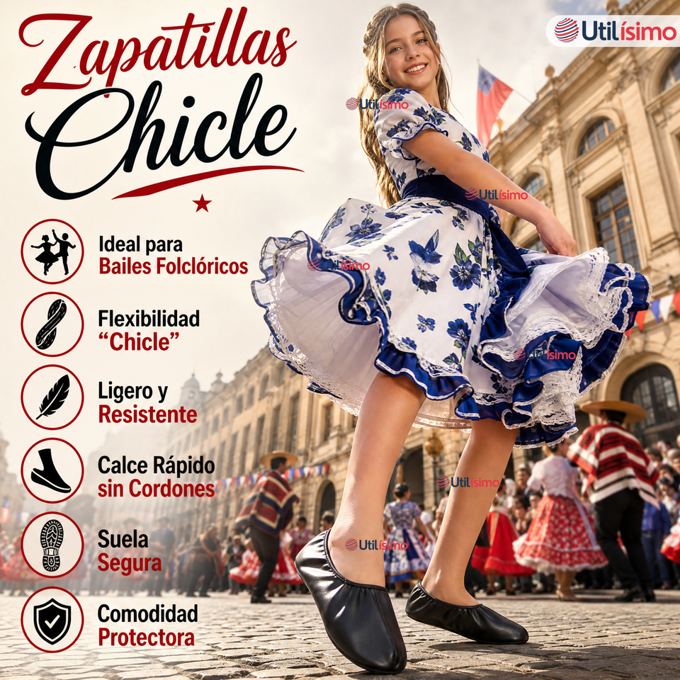 Zapatillas Chicle Negras Juvenil Bailes Danza Fiestas Patrias Talla 36-41