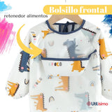 Pack 6 Babero Delantal Impermeable Premium Con Mangas Larga Para Bebe Y Niño