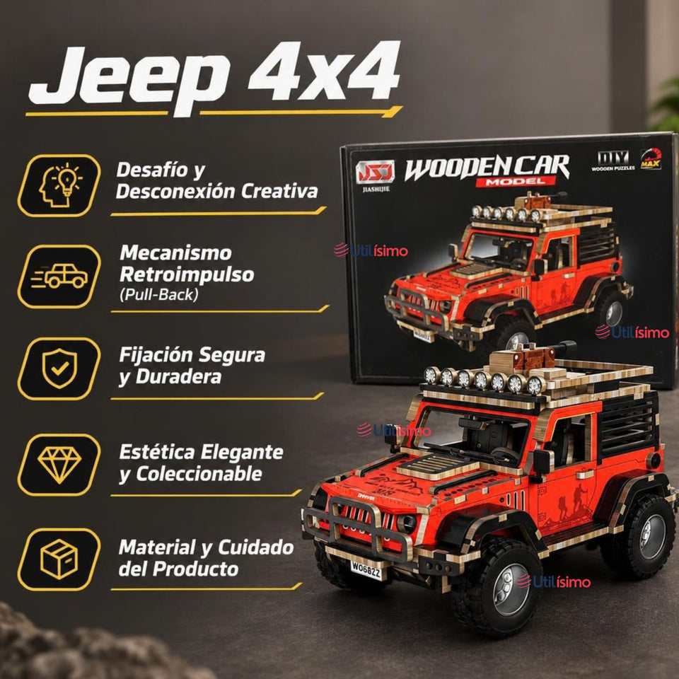 Puzzle 3D Jeep 4x4 Color Surtido de Madera 132 Piezas Juguete Armable