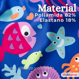 Traje De Baño Manga Corta Pantalón Con Gorro 3 Piezas Bebé Niña Marine Adventure