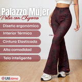 Calza Polar Con Chiporro Palazzo Mujer Elasticada Térmica Burdeo