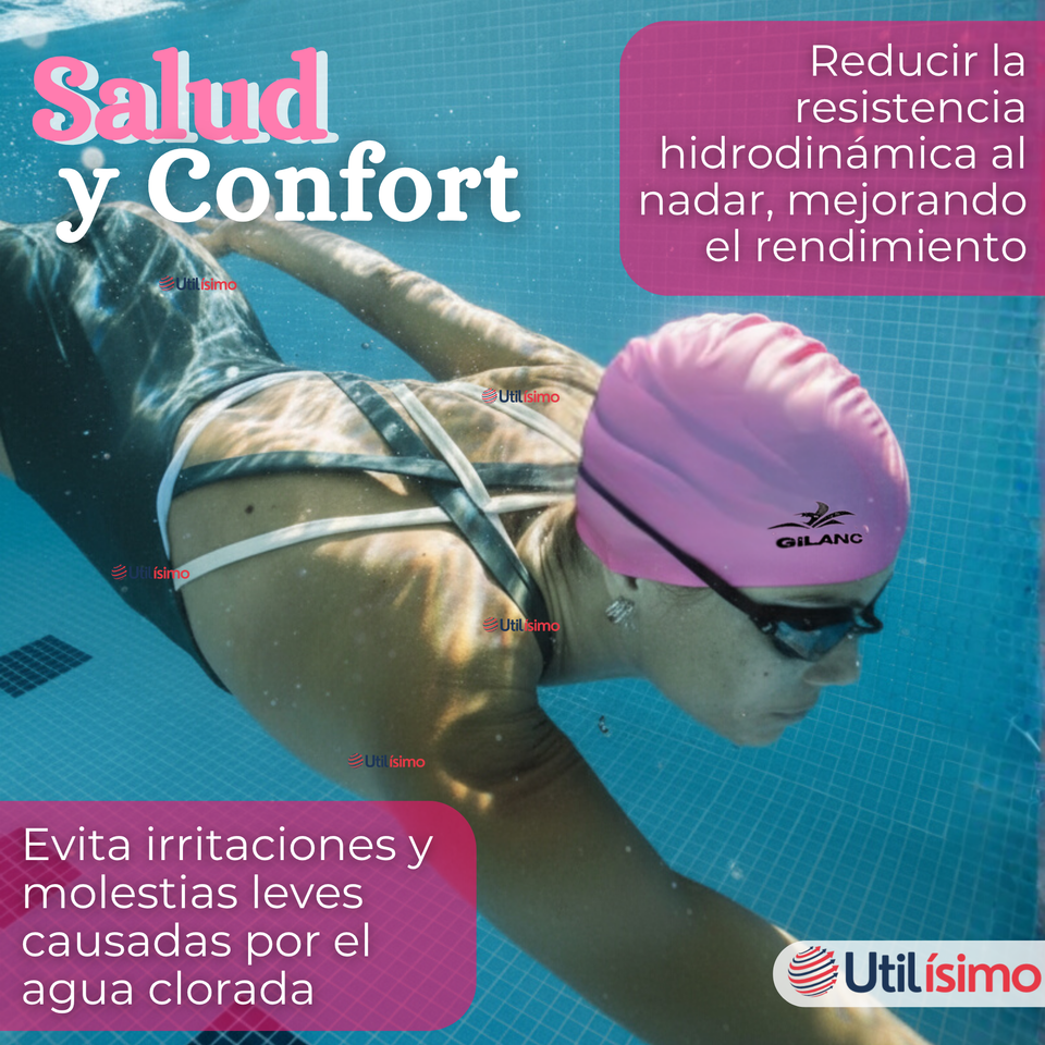 Gorro Gorra Natación Baño Silicona Color Rosado 3 Años En Adelante