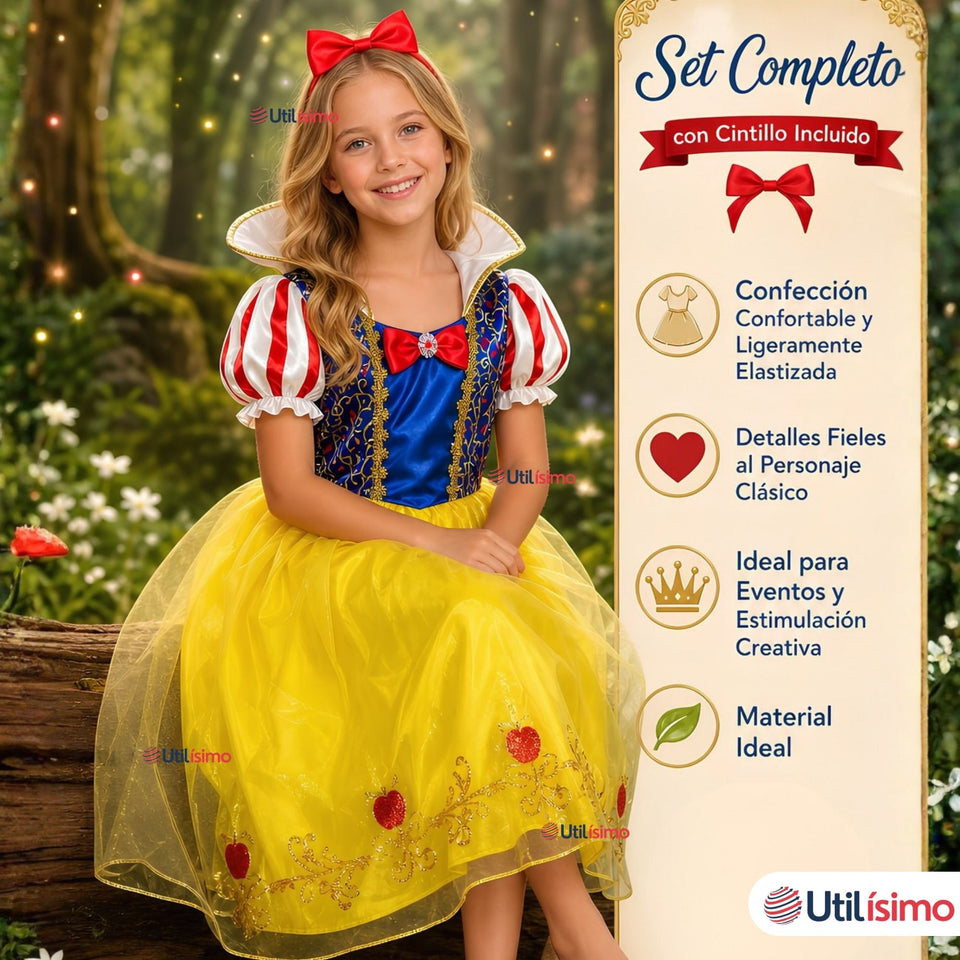 Disfraz Princesa Blancanieves Con Cintillo Niña