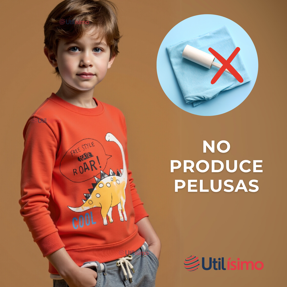 Polerón Algodón Cuello Redondo Niño Naranja Dinosaurio