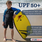 Traje de Baño Manga Larga Pantalón Corto 2 Piezas Corte Split Niño 3 a 11 años Black