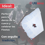Pack 3 Pañuelos Baile Cueca 36 CM Con Bordes Bordado Pareja Fiestas Patrias