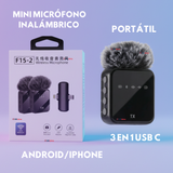 Pack 2 Micrófonos Inalámbrico 3 En 1 Para Celular iPhone Android Profesional Lavalier
