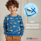 Polerón Algodón Cuello Redondo Niño Azul Claro Grúa