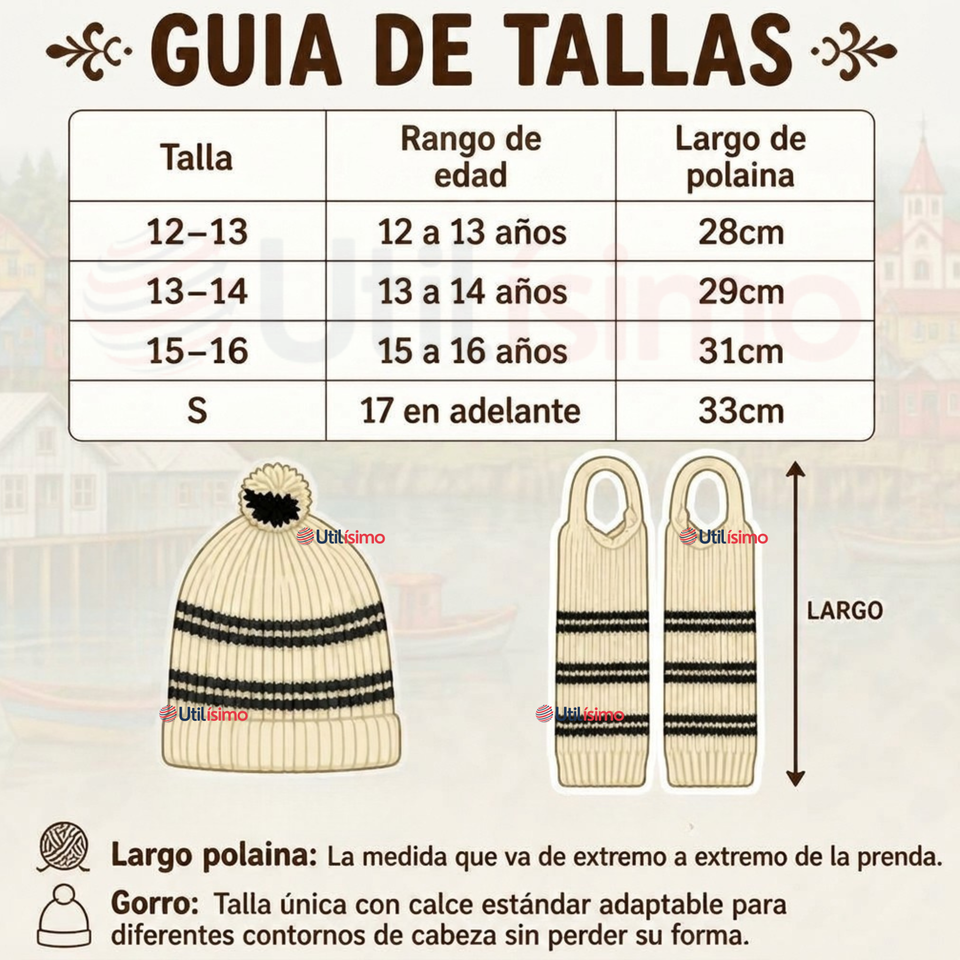 Set Chilote De Gorro Polainas Tipico Juvenil Fiestas Patrias