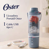 Oster Licuadora Portátil, GoMAX, 590 ml de Capacidad, para Smoothies, Azul, BLSTGFP-MH20-000