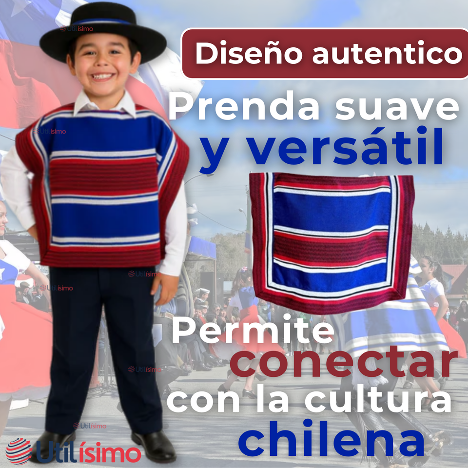 Poncho Manta Huaso Cueca Fiestas Patrias Para Niños