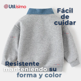 Polerón Estilo Pique Manga Larga Niño 100% Algodón Gris