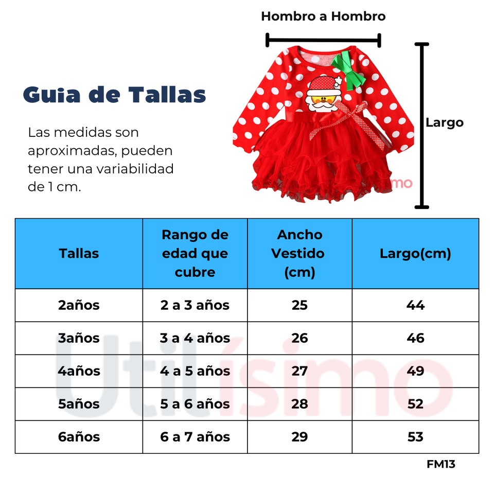 Vestido de Navidad para Niñas con Tul 2 a 6 años Manga Larga Brillo de Navidad